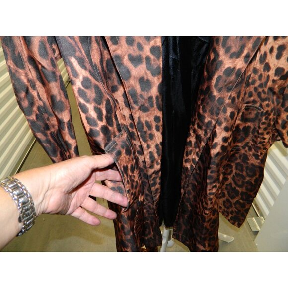 Pamela McCoy Mist Leopard Print Womens Robe Jacket With Tie Waist Size Large - Picture 4 of 16